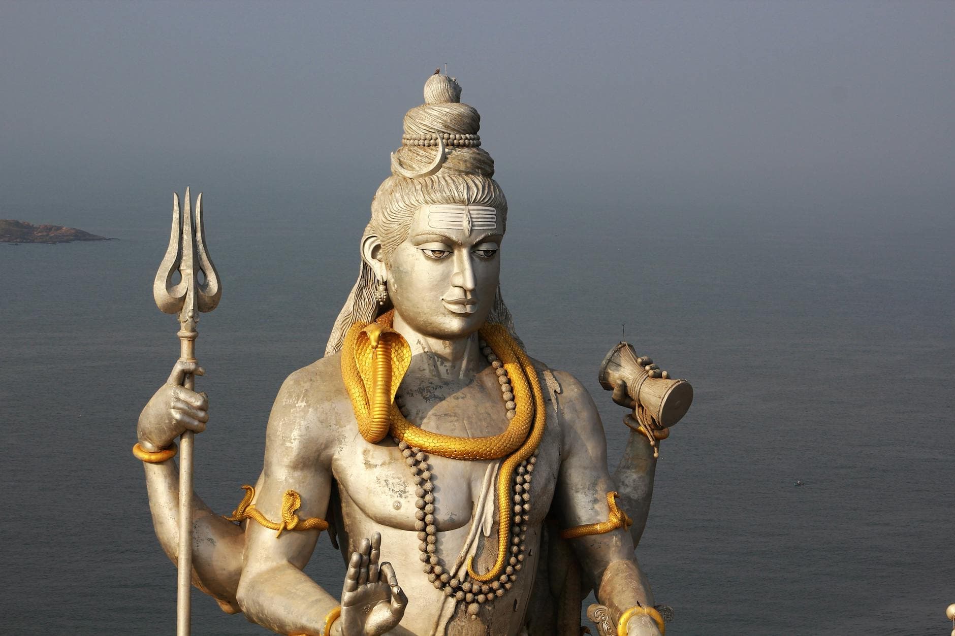 Majestic statue of Lord Shiva overlooking the sea at Murdeshwar, India.